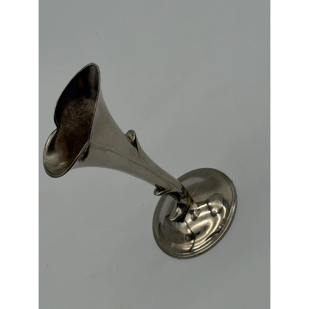 Vintage Calla Lily Bud Vase Silver Tone Metal Art Nouveau Style Floral 5 Inch